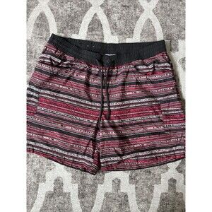 Columbia Mens Size XL Cargo Board Shorts Swim Trunks Gray/Pink Geometric Strips